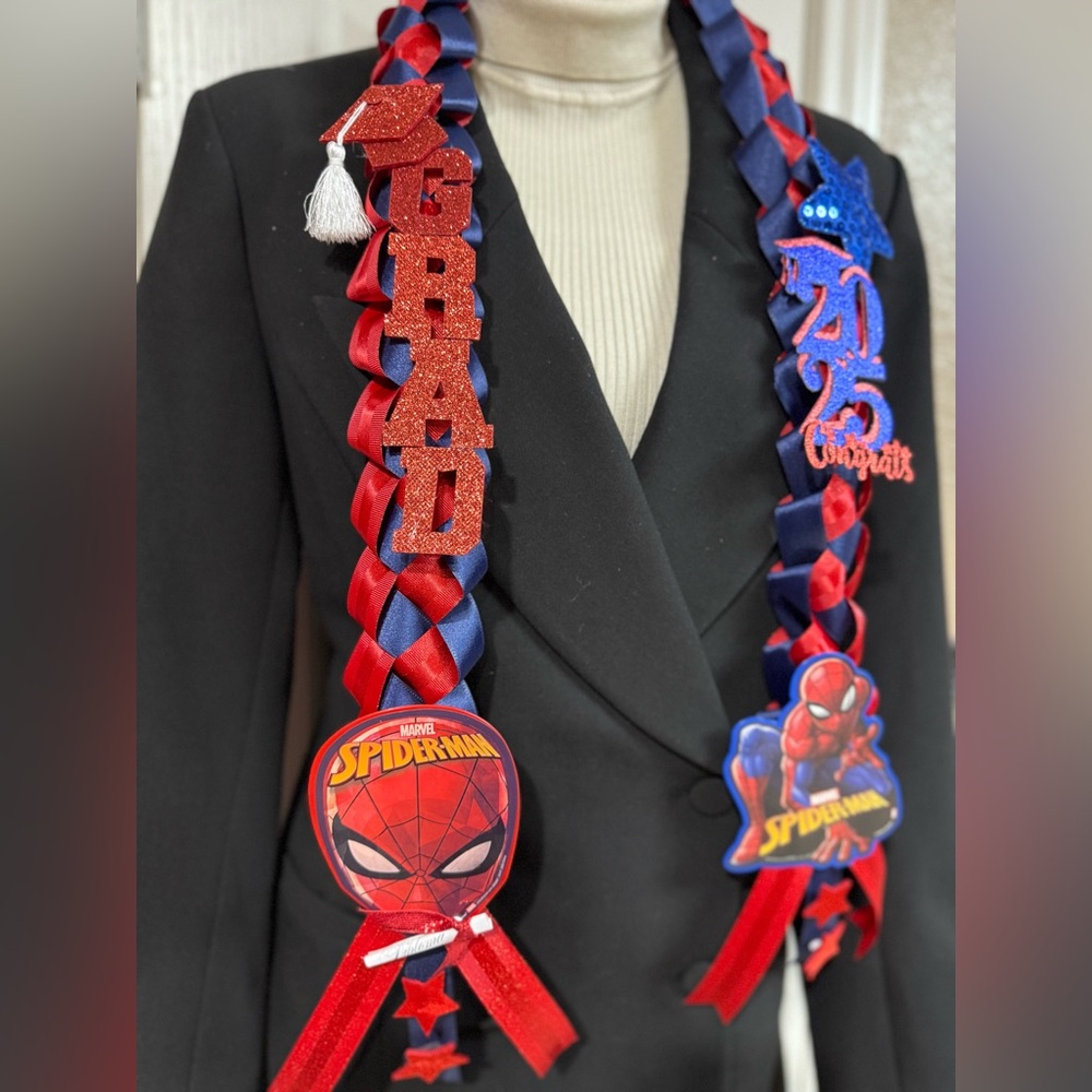 Spiderman Graduation lei custom made all colors  themes Stitch Bluey Minecraft
